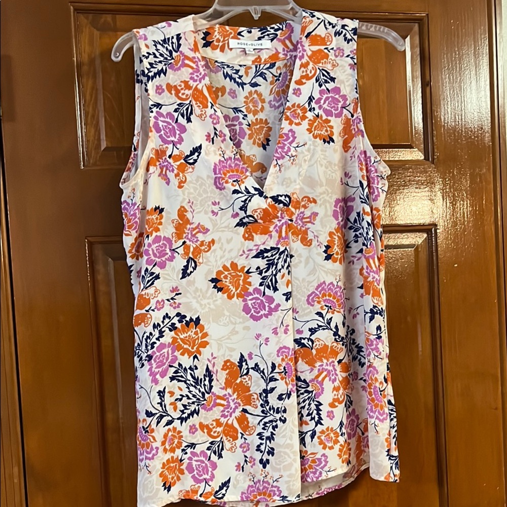 Vibrant Orange and Purple Blouse with Elegant Design